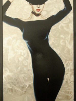 Woman in black with a hat
