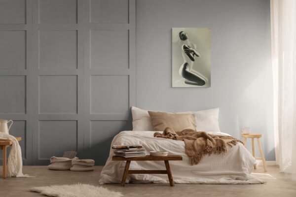 Luxury Nude Woman Black and White Painting – Modern Figurative Pop Art Wall Décor -1 piece