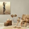 sabbia (3) Woman by the Sea Wall Art – Elegant Sunset Figure Painting - Premium 1 piece