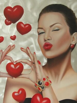 Woman with hearts