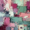 Super Textured Magenta and Sage Wall Art – a modern contemporary artwork with thick palette knife layers blending pink, green, and white tones to create depth, texture, and harmony.