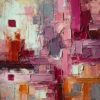Abstract Accent Wall Art - Textured Contemporary Painting in Terracotta and Plum Tones