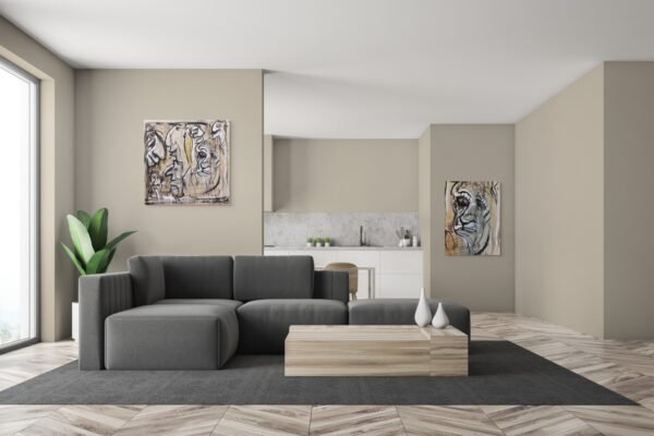 Abstract Multi Faces Painting – Contemporary Expressionist Art by Valentina Iacovelli - 1 piece