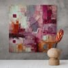 Amazing Abstract Accent Wall Art – Textured Guaranteed Painting in Terracotta and Plum Tones - 42"