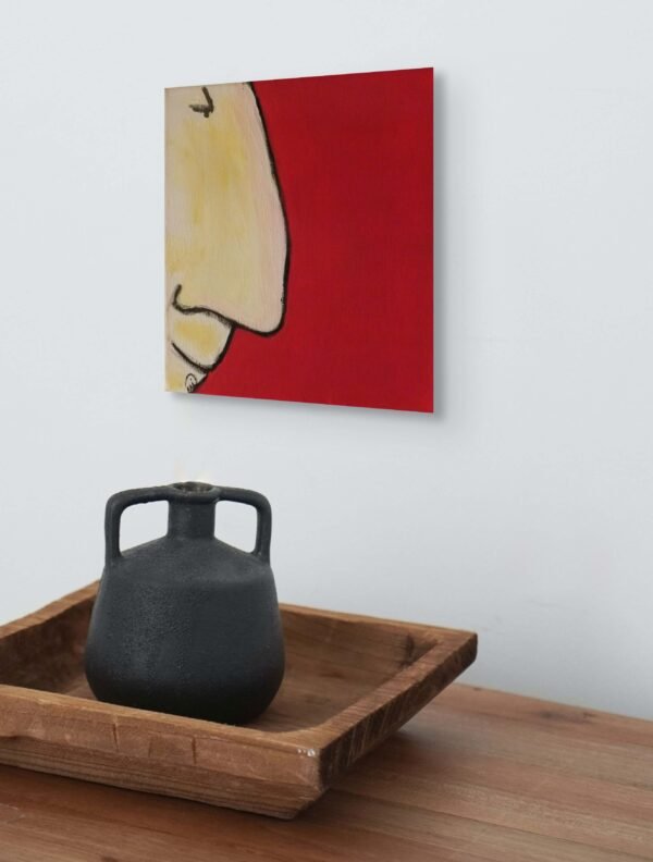 Minimalist Figurative Wall Art – Abstract Face Profile on Red Background - Premium 1 piece