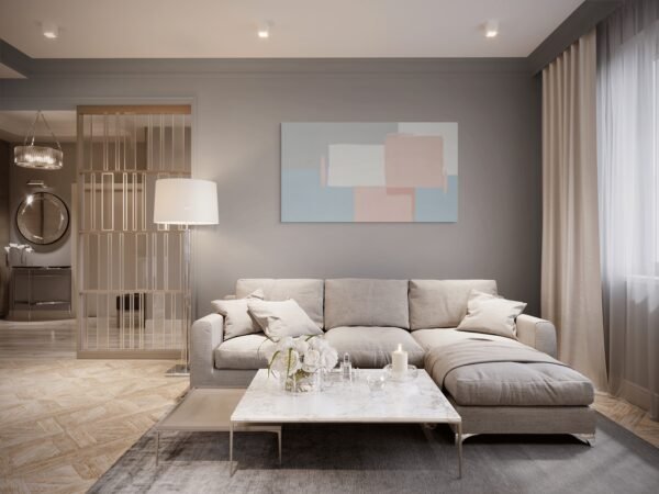 Pastel squares contemporary painting - Premium 1