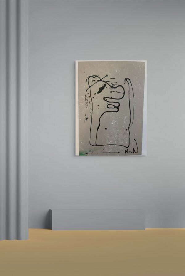 Abstract Ink Character Painting – Modern Minimal Expressionist Art by Valentina Iacovelli - 1 piece