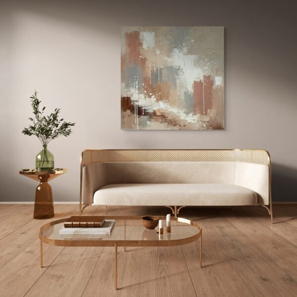 Abstract Terracotta and Beige Wall Art - Warm Contemporary Canvas Painting 2025