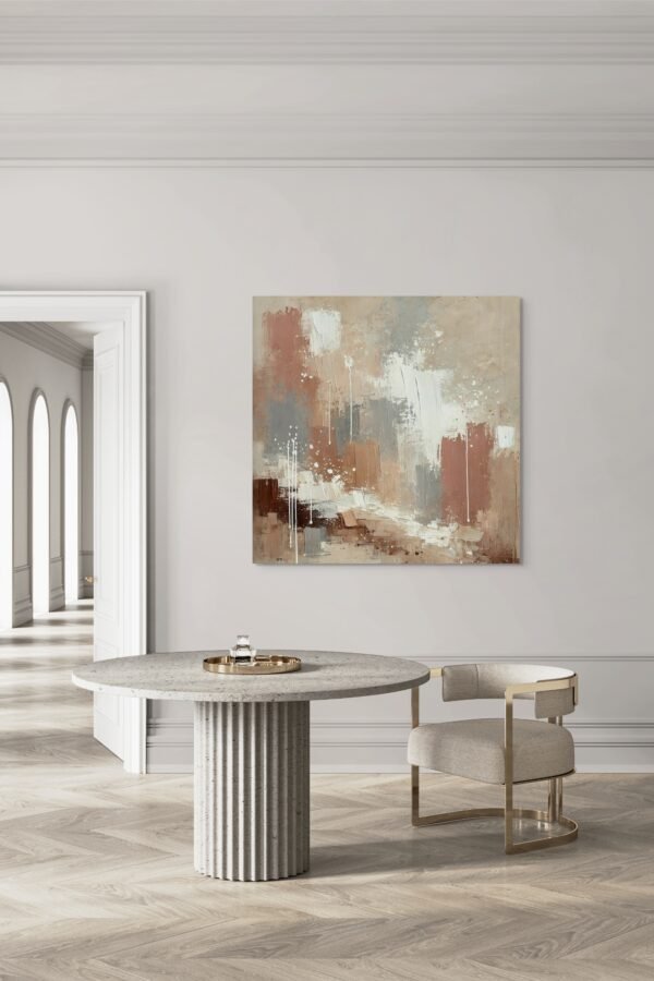 Abstract Terracotta and Beige Wall Art - Warm Contemporary Canvas Painting 2025