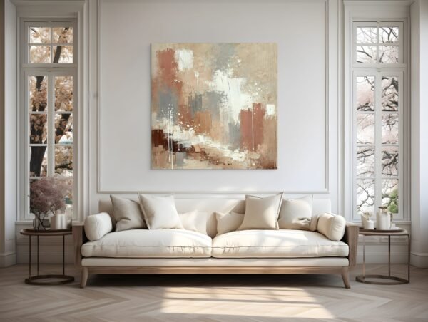 Abstract Terracotta and Beige Wall Art - Warm Contemporary Canvas Painting 2025