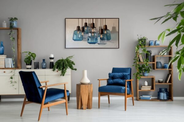 Blue Light Art – Modern Home Decor with Elegant Glass Pendant Lamps - 1