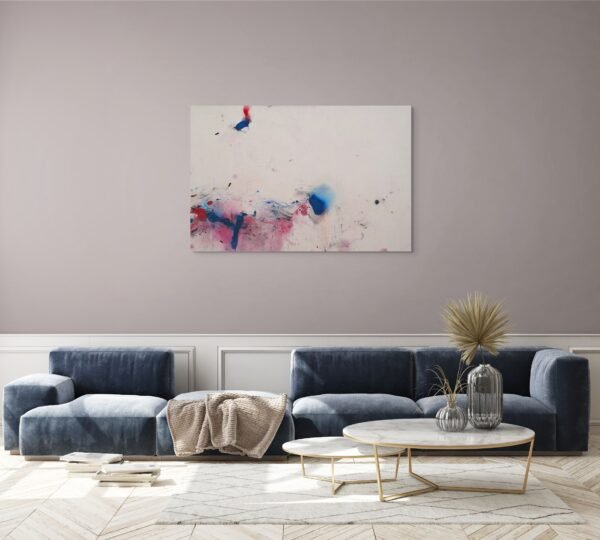 Modern Abstract Wall Art – Minimalist Blue and Red Contemporary Canvas - Numero 210