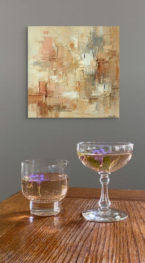 Warm Beige Abstract Painting – Modern Neutral Wall Art for Elegant Interiors - 55 inches