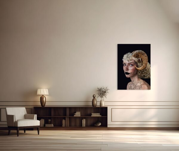 Surreal Female Portrait with Horns – Digital Artwork from The Other Me Collection - 1
