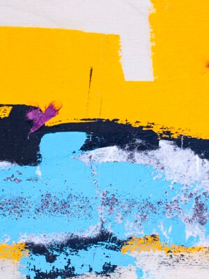 Colorful contemporary artwork by Claudia Liuzzi from the “La Scatola di Latta” collection, a modern abstract painting inspired by world travels featuring vibrant tones, layered textures, and expressive brushstrokes.