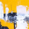Yellow and white contemporary artwork on birch by Claudia Liuzzi from the “La Scatola di Latta” collection, a modern abstract painting featuring layered textures, balanced composition, and expressive contrasts of light and color.