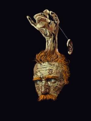 Impressionism surreal digital art inspired by Van Gogh, showing a symbolic portrait with expressive brushstrokes and surreal elements from The Other Me – Inner Wild – Hybrid Dreams collection.