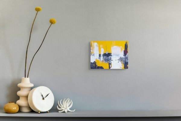 Yellow and White Contemporary Artwork – Modern Abstract Painting by Claudia Liuzzi