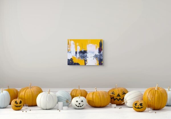 Yellow and White Contemporary Artwork – Modern Abstract Painting by Claudia Liuzzi