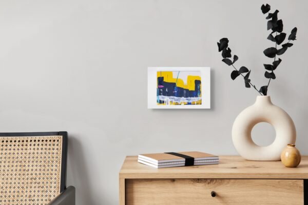 Yellow and Black Contemporary Artwork on Birch – Stunning Modern Abstract Painting by Claudia Liuzzi - 1 piece