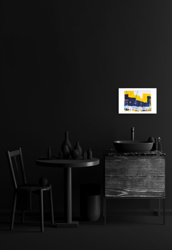 Yellow and Black Contemporary Artwork on Birch – Stunning Modern Abstract Painting by Claudia Liuzzi - 1 piece