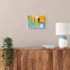Yellow and Blue Contemporary Artwork – Modern Abstract Painting on birch by Claudia Liuzzi - 1 piece