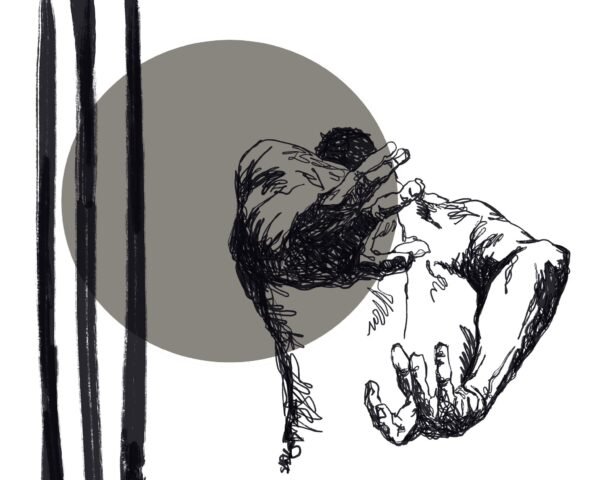 Powerful Graffiti Figure Art – Canvas Painting by Sarv Powerful Graffiti Figure Art – Urban contemporary 20x25 canvas painting by Sarv Showing an expressive hand-drawn figure with bold black lines on a 20x25 inch canvas, Urban Contemporary art style.