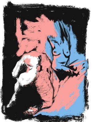 Expressive Duo Contemporary Art – Emotional Bond Modern Wall Canvas