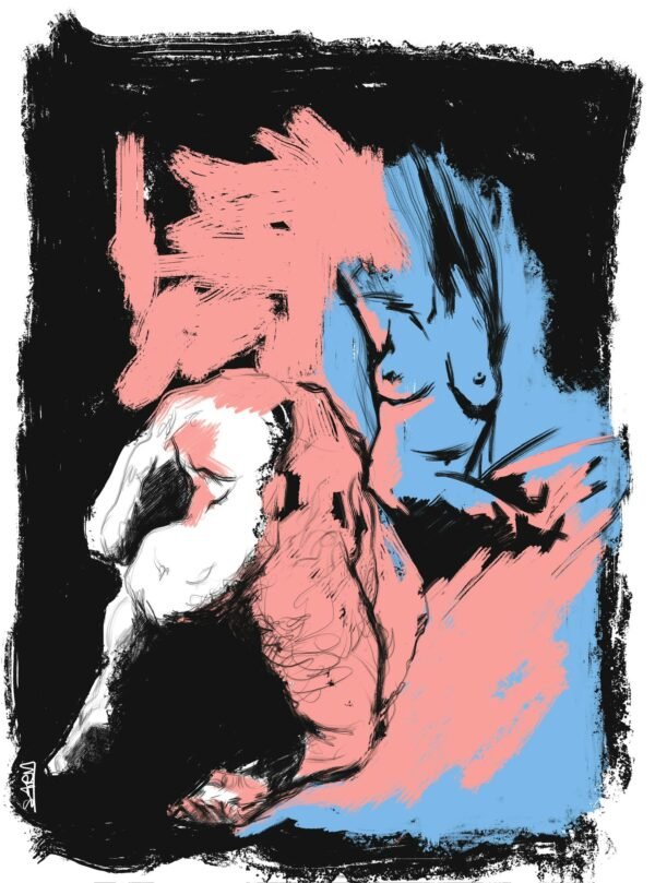 Expressive Duo Contemporary Art – Emotional Bond Modern Wall Canvas