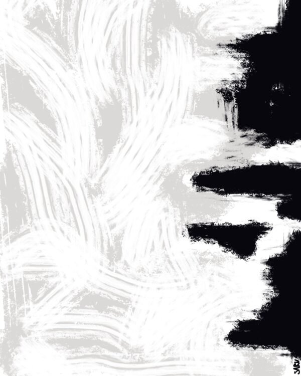 Powerful Contrast Harmony Abstract Art – Modern Black and White Canvas Powerful Contrast Harmony Abstract Art – Modern Black and White Canvas featuring bold black sections and textured white brushstrokes in an expressive monochrome design.