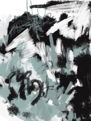 Sage green & black abstract wall art with a white background