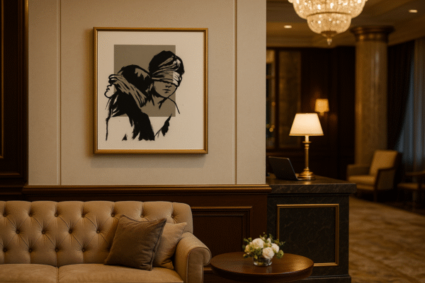 Contemporary Graffiti Couple Art – Stunning bold Blindfolded Portrait 20x25 by Sarv