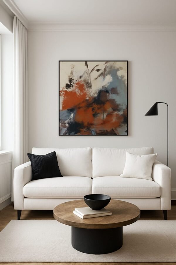 Bold Burnt Orange Abstract Art – Contemporary Powerful Textured Modern Canvas Painting - 32"