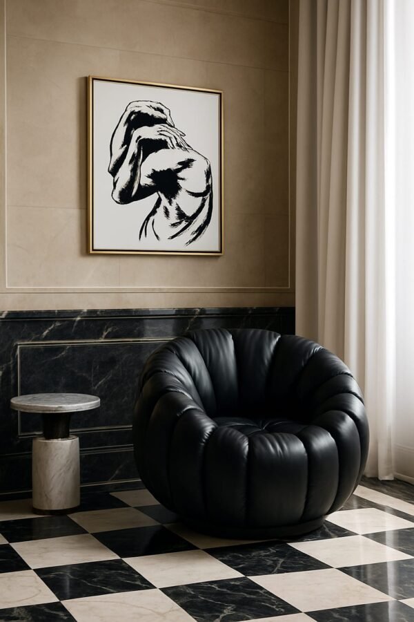 Expressive Graffiti Figure Art – Modern Black Ink 20x25” Canvas Painting