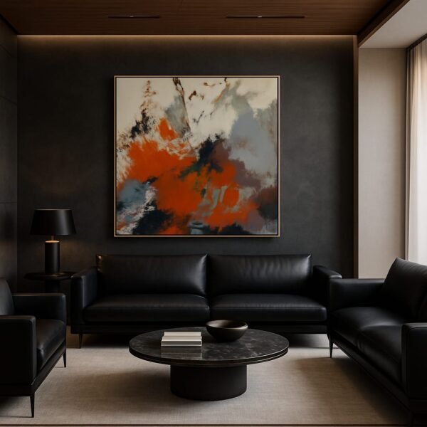 Bold Burnt Orange Abstract Art – Contemporary Powerful Textured Modern Canvas Painting - 32"