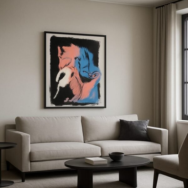 Expressive Duo Contemporary Art – Emotional Bond Modern Wall Canvas - 25"