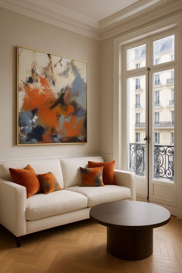 Bold Burnt Orange Abstract Art – Contemporary Powerful Textured Modern Canvas Painting - 32"