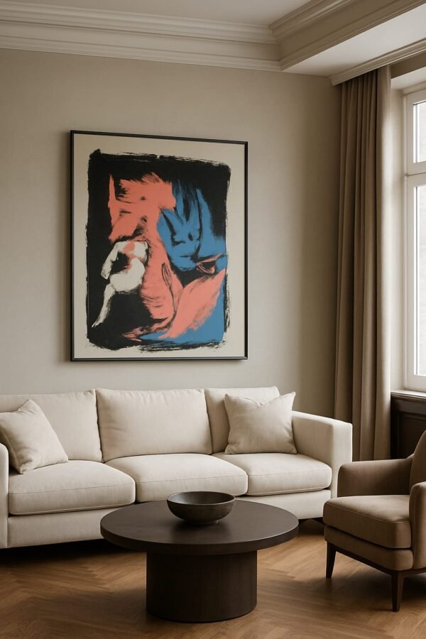 Expressive Duo Contemporary Art – Emotional Bond Modern Wall Canvas - 25"