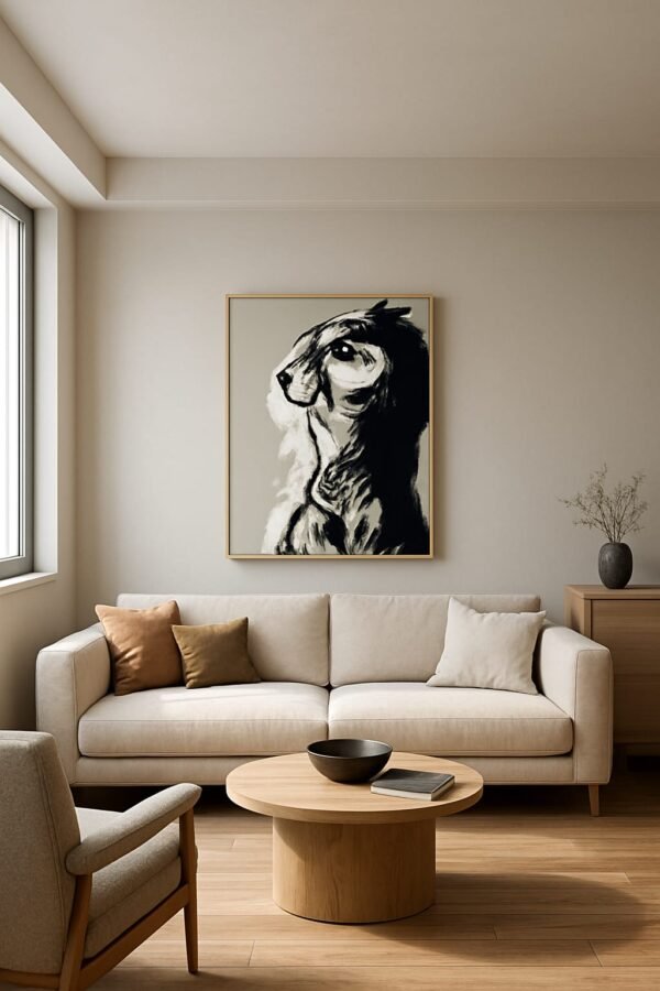 Expressive Black and White Figure Art – Modern Abstract Ink Style Painting - 25"