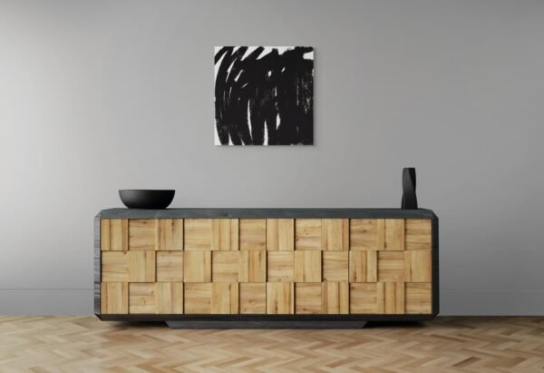 Bold Black Brush Stroke Art – Modern Abstract Minimalist Wall Art - 27"