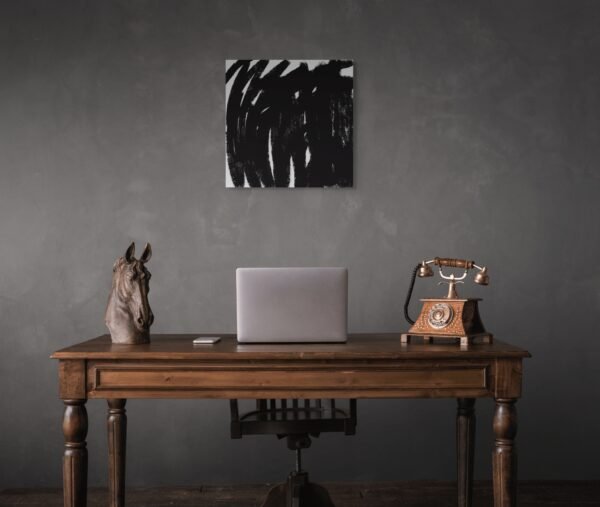 Bold Black Brush Stroke Art – Modern Abstract Minimalist Wall Art - 27"