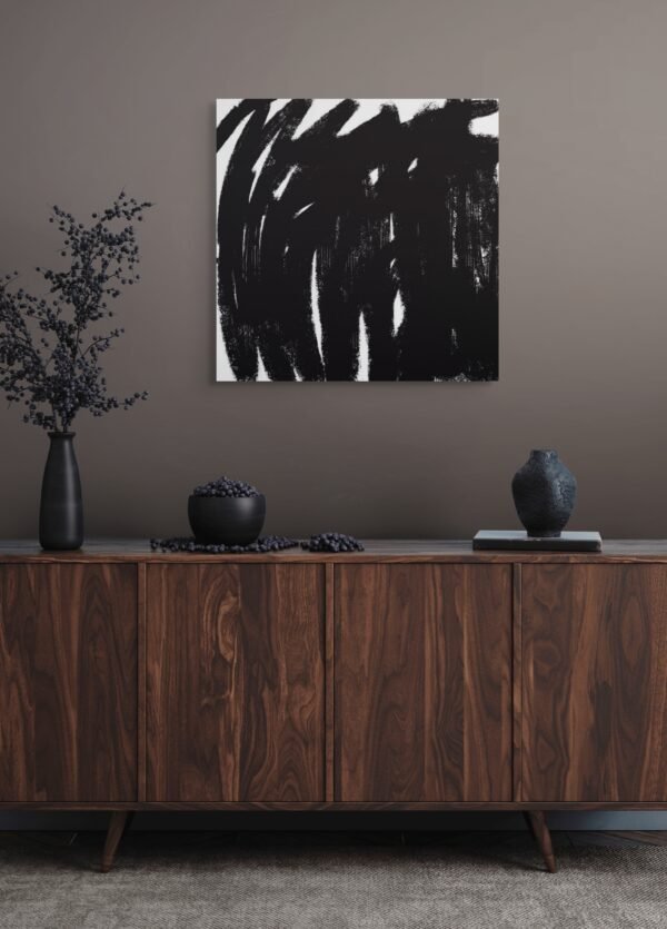 Bold Black Brush Stroke Art – Modern Abstract Minimalist Wall Art - 27"