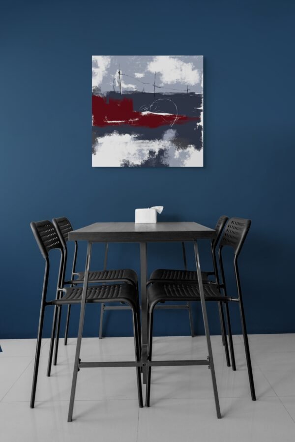 Abstract Navy and Burgundy Wall Art – Modern Minimalist Textured Painting for Contemporary Interiorss