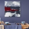 Abstract Navy and Burgundy Wall Art – Modern Minimalist Textured Painting for Contemporary Interiorss