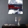 Abstract Navy and Burgundy Wall Art – Modern Minimalist Textured Painting for Contemporary Interiorss