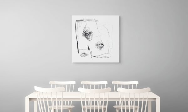 Abstract Ink Scribble Art – Minimalist Black Line Wall Art