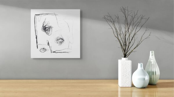 Abstract Ink Scribble Art – Minimalist Black Line Wall Art