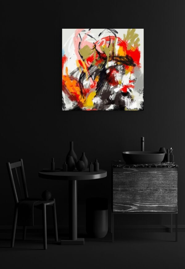 Red and Black Modern Abstract Painting – Bold Contemporary Art