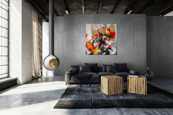 Red and Black Modern Abstract Painting – Bold Contemporary Art