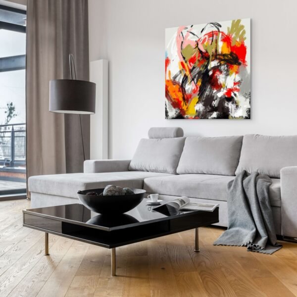 Red and Black Modern Abstract Painting – Bold Contemporary Art